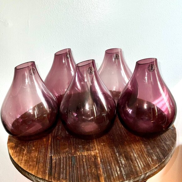 IKEA Other - Vintage Ikea Cranberry Opening Art Glass Vase 5 Pieces